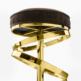 Glam counter stool: Java-chocolate Polished gold frame